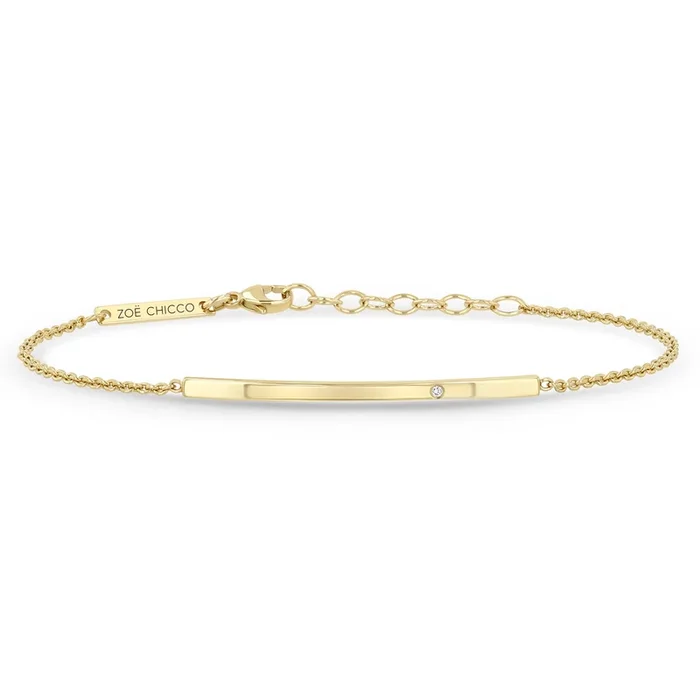 14k Diamond Curved Bar Bracelet