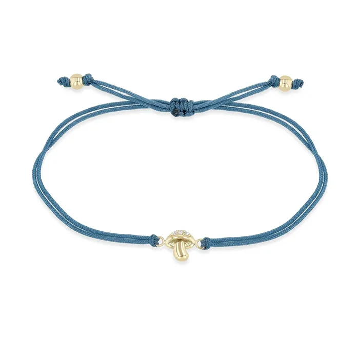 14k Diamond Mushroom Thick Cord Bracelet
