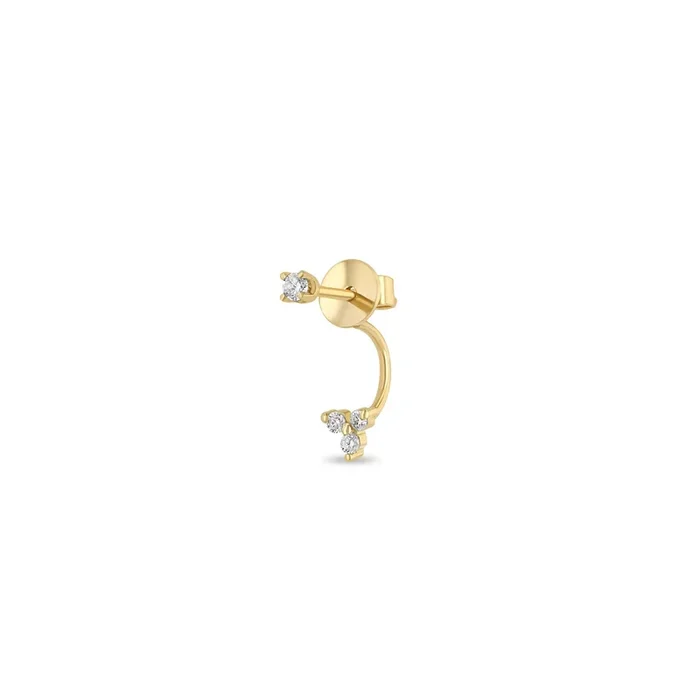 14k Diamond Stud with Diamond Trio Jacket Earring