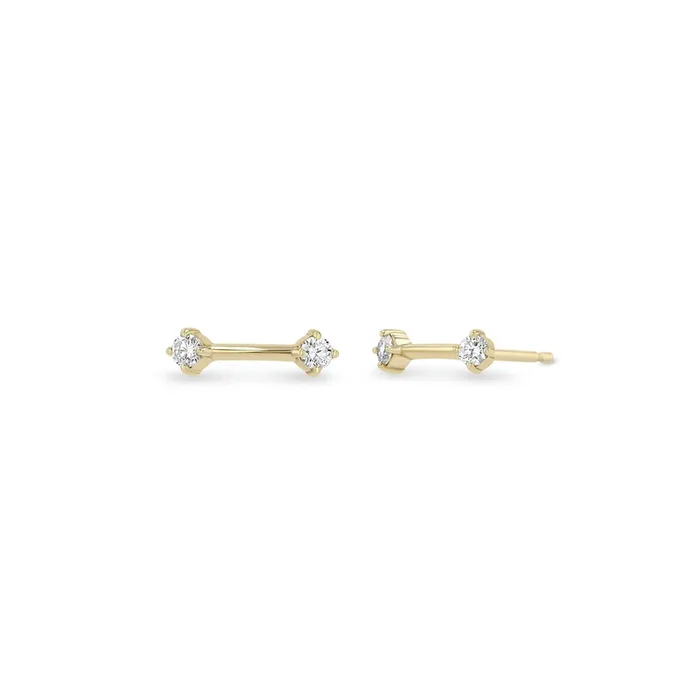 14k Double Prong Diamond Dash Studs