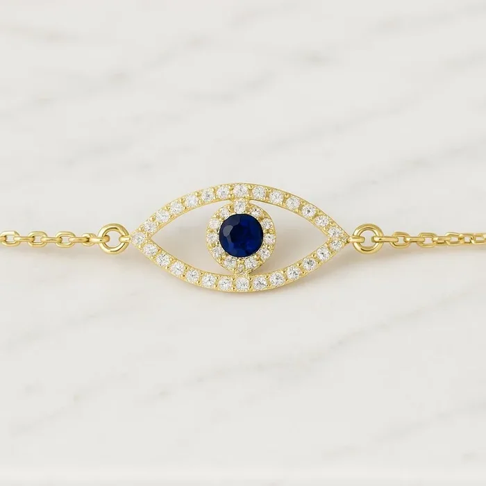 14K Evil Eye Birthstone Diamonds Bracelet