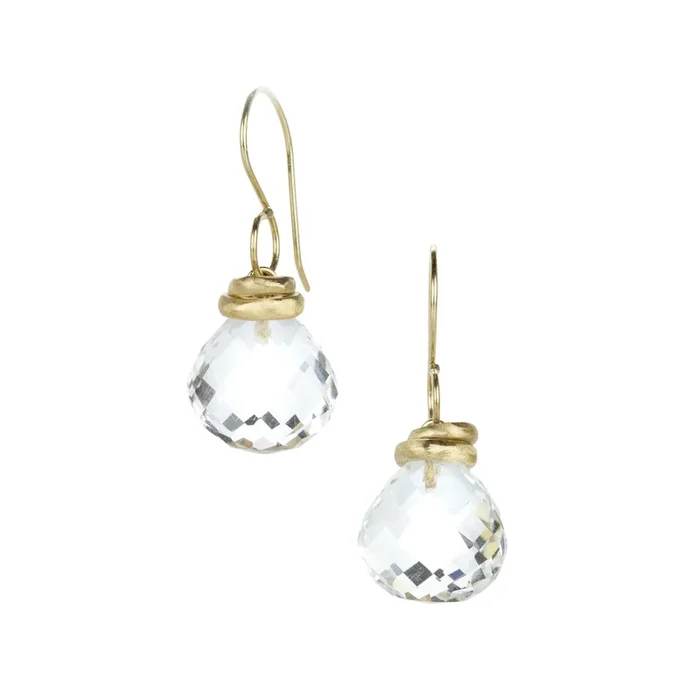 14k Faceted Rock Crystal Drop Earrings