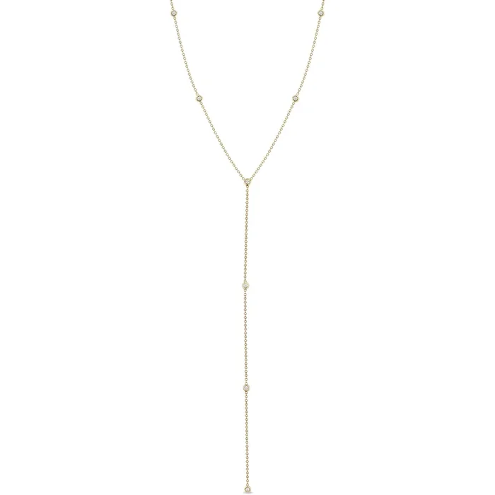 14k Floating Diamonds Station Lariat