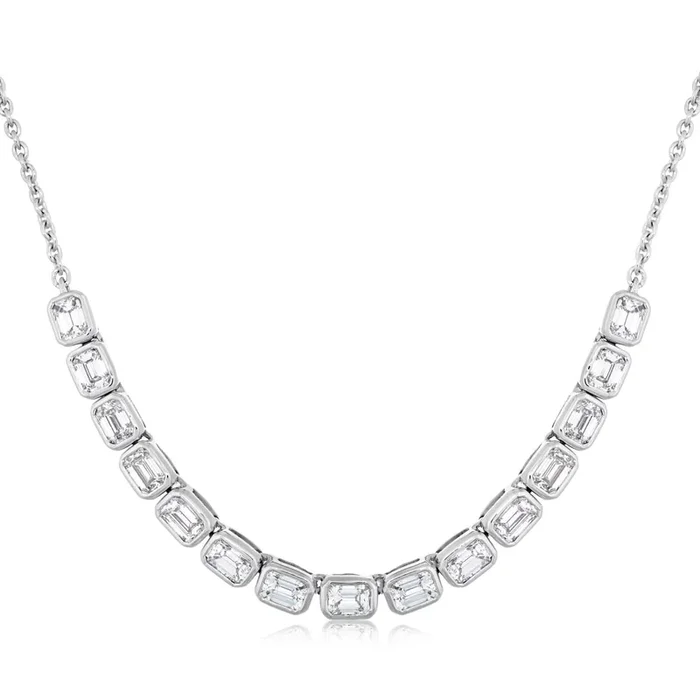 14K Gold 2.4 CTW Emerald Cut Diamond Necklace