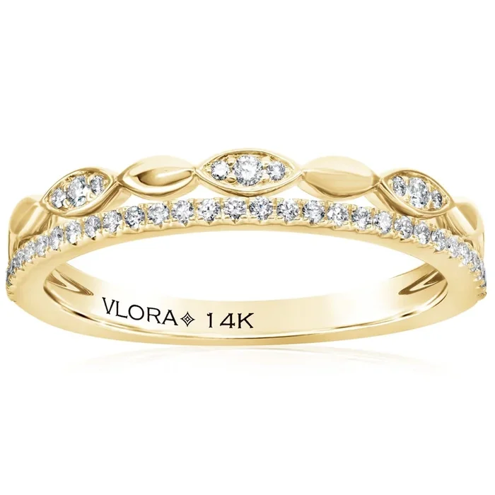 14K Gold .25 CTW Diamond Two In One Wedding Band