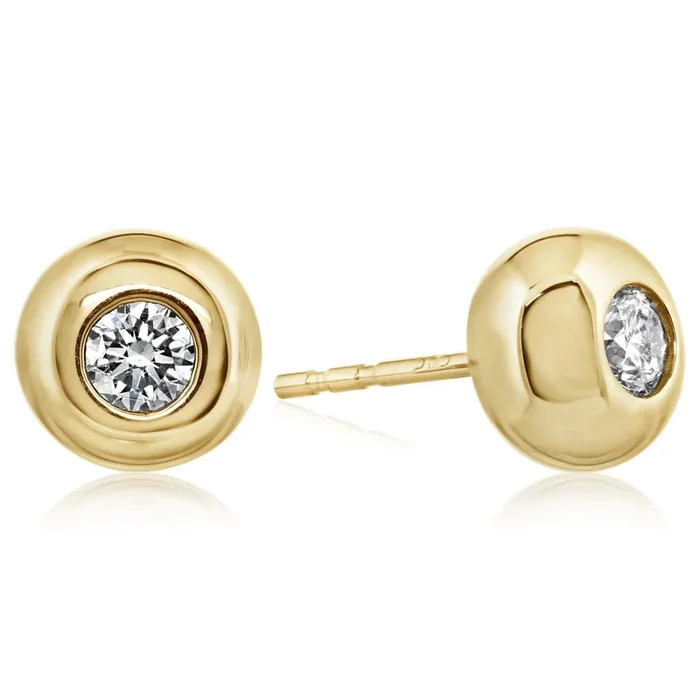 14K Gold .50 CTW Bezel Diamond Stud Earrings