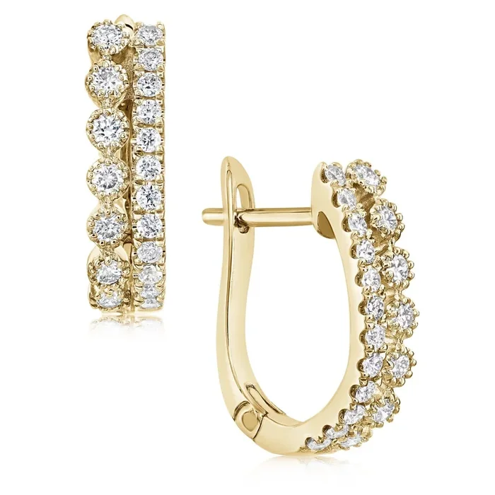 14K Gold .54 CTW Diamond Huggie Hoops