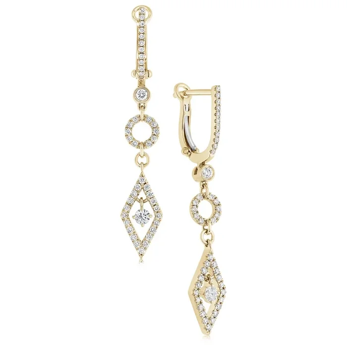 14K Gold .60 CTW Diamond Fashion Drop Earrings