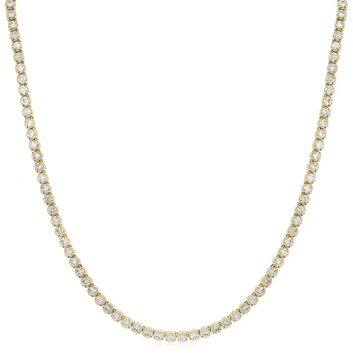 14K Gold 9.5 CTW Crown Set Diamond Tennis Necklace
