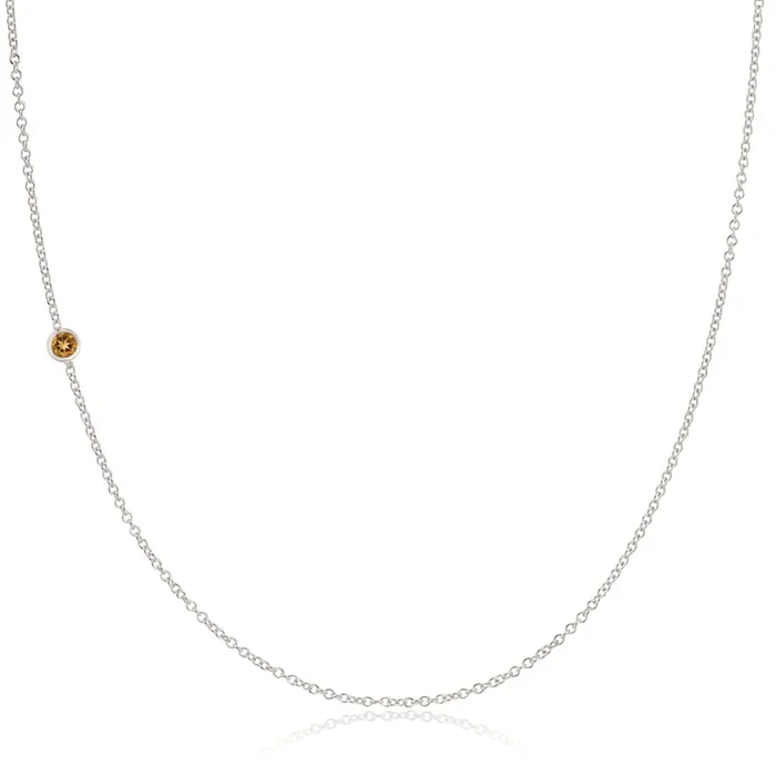 14K Gold Asymmetrical Birthstone Necklace – Citrine (November)