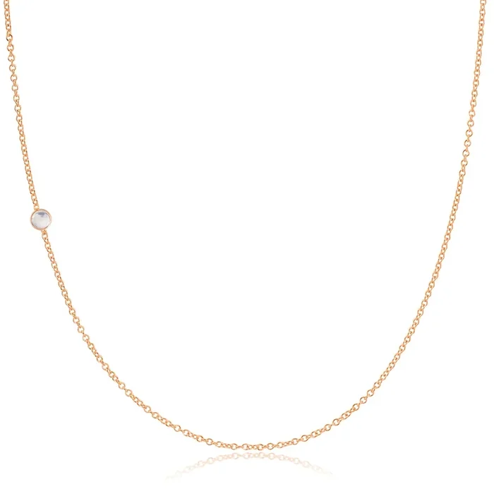 14K Gold Asymmetrical Birthstone Necklace – Moonstone (June)