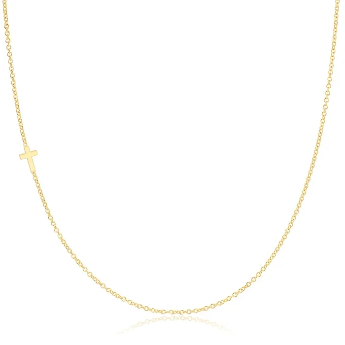 14k Gold Asymmetrical Charm Necklace – Cross