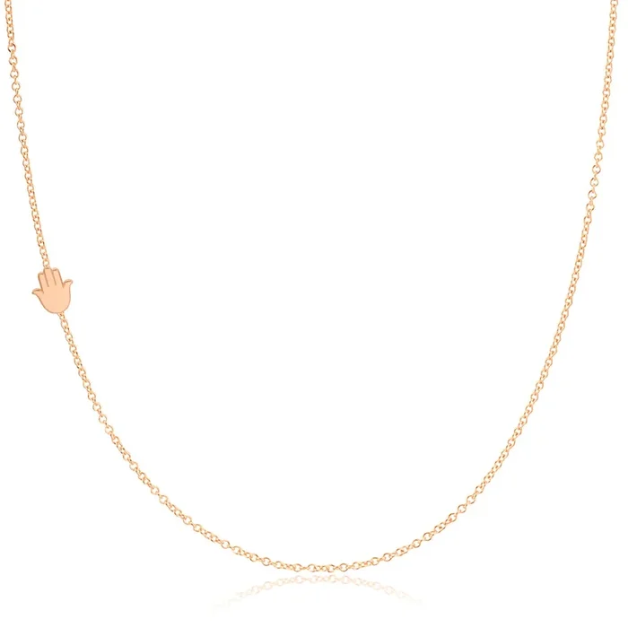 14k Gold Asymmetrical Charm Necklace – Hamsa