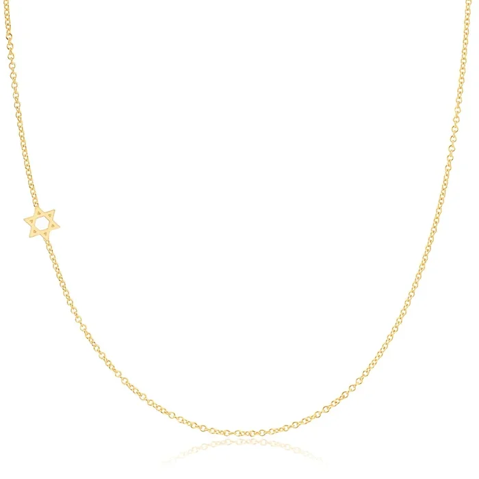 14k Gold Asymmetrical Charm Necklace – Star of David