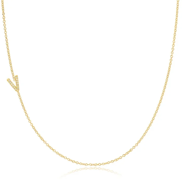 14k Gold Asymmetrical Letter Necklace – V