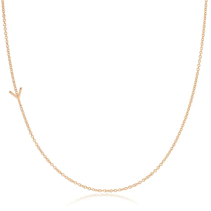 14k Gold Asymmetrical Letter Necklace – Y