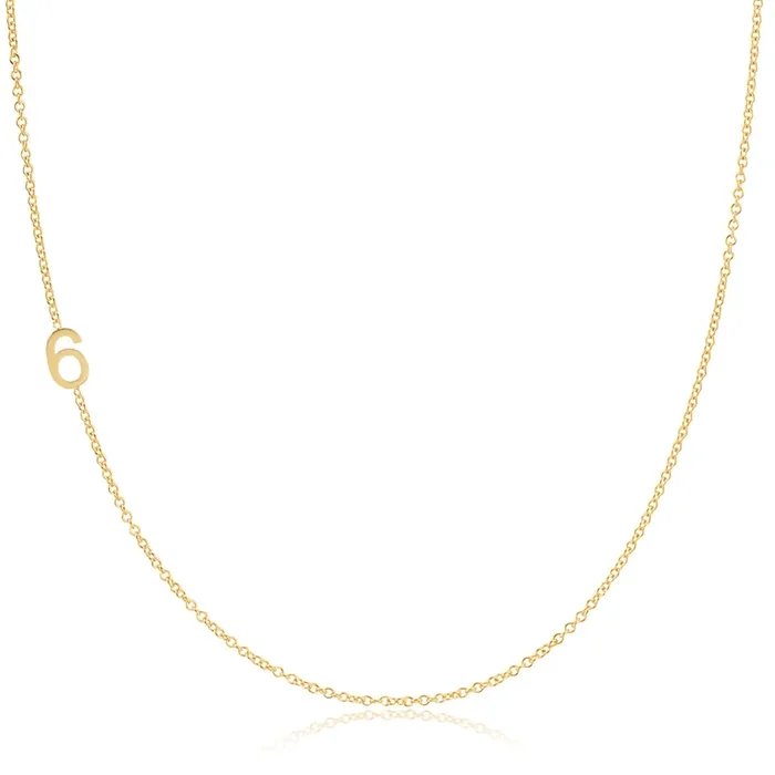 14k Gold Asymmetrical Number Necklace – 6