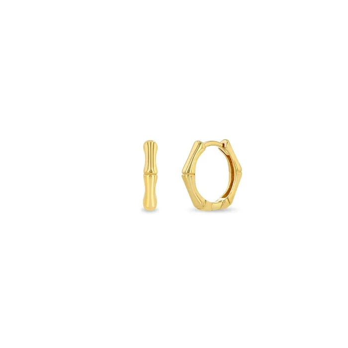 14k Gold Bamboo Hinge Huggie Hoops – SALE