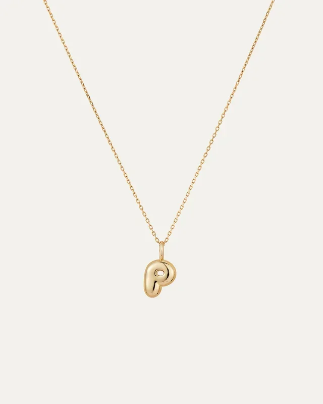 14K Gold Bubble Letter Necklace – P
