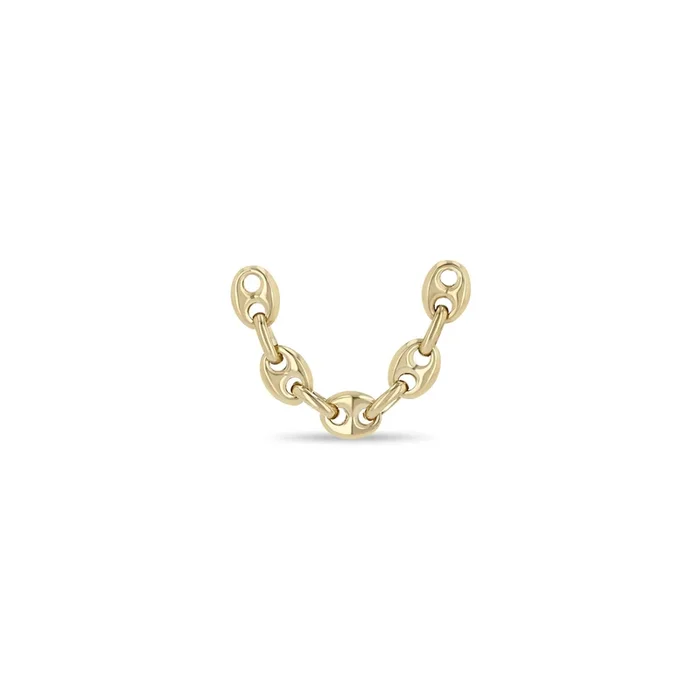 14k Gold Double Stud Small Mariner Chain Earring