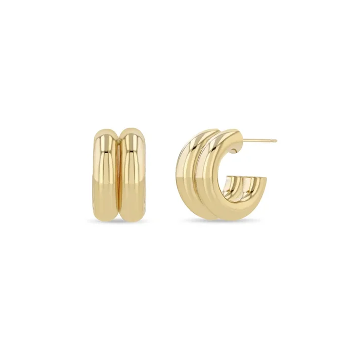 14k Gold Double Tube Huggie Hoops – SALE