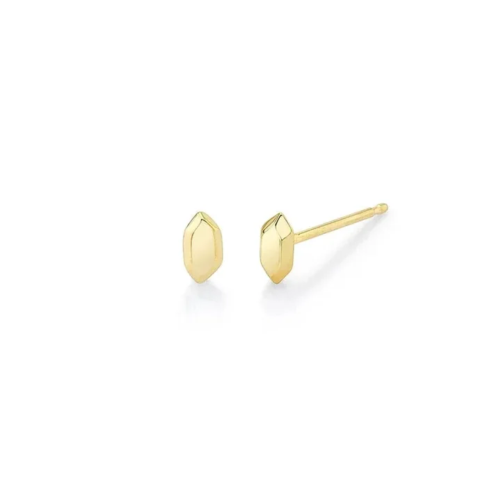 14k Gold Faceted Stud Earrings