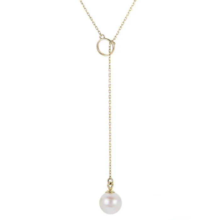 14k Gold Freshwater Pearl “Y” Necklace