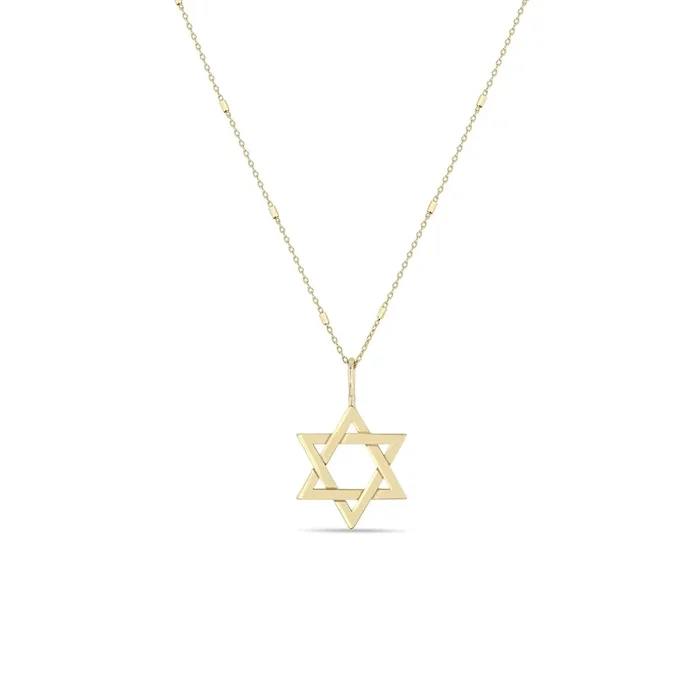 14k Gold Medium Star of David Pendant Necklace