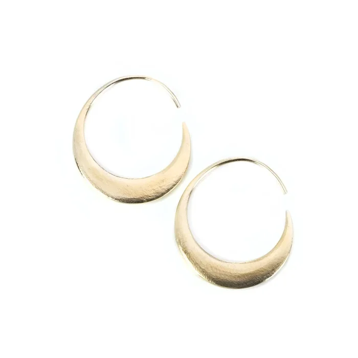 14k Gold Mini Crescent Hoops