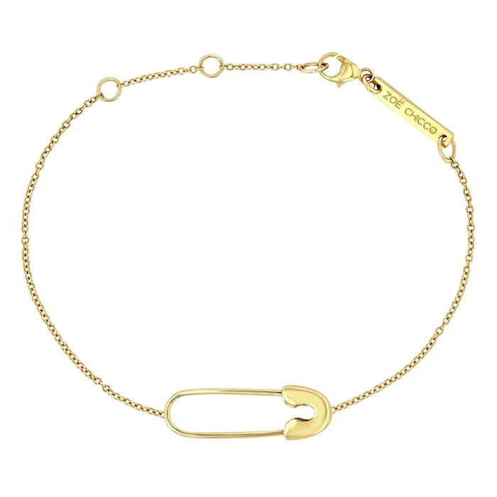 14k Gold Safety Pin Bracelet