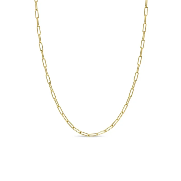 14k Gold Small Paperclip Chain Necklace