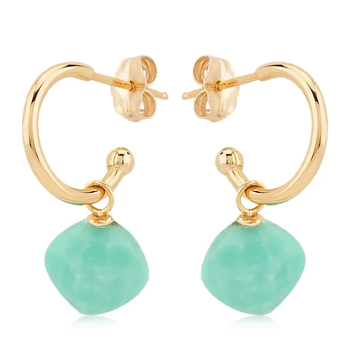 14k Gold Turquoise Drop Earrings