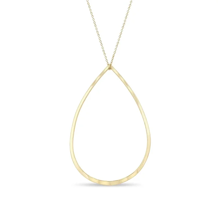 14k Hammered Open Teardrop Necklace