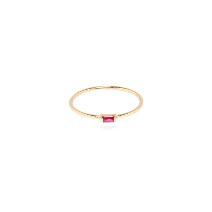 14k Horizontal Ruby Baguette Ring