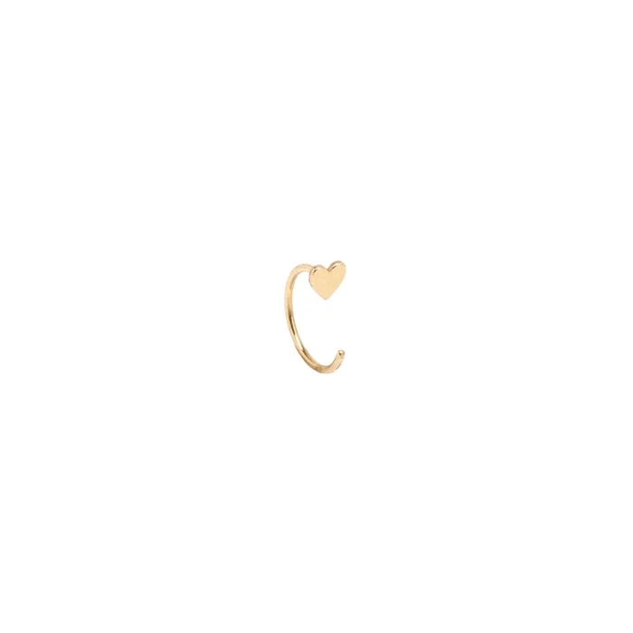 14k Itty Bitty Heart Reverse Huggie Hoop Earring