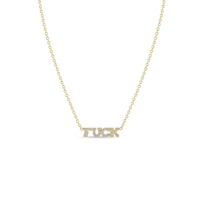 14k Itty Bitty Pavé Diamond FUCK Necklace