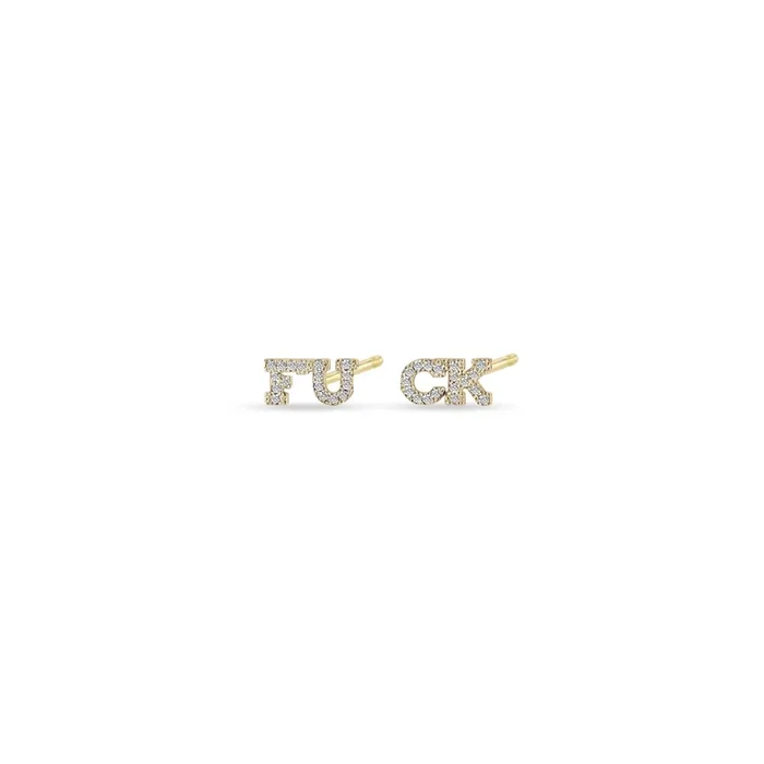 14k Itty Bitty Pavé Diamond Split FUCK Studs