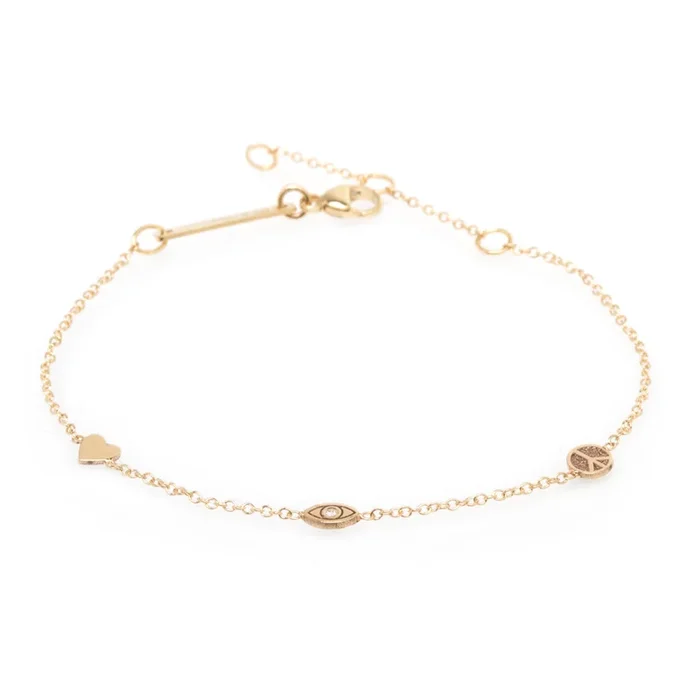 14k Itty Bitty Peace & Love Station Bracelet – SALE