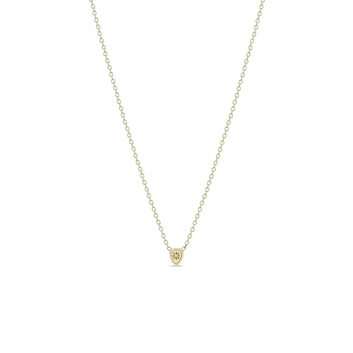14k Itty Bitty Star Set Diamond Shield Necklace