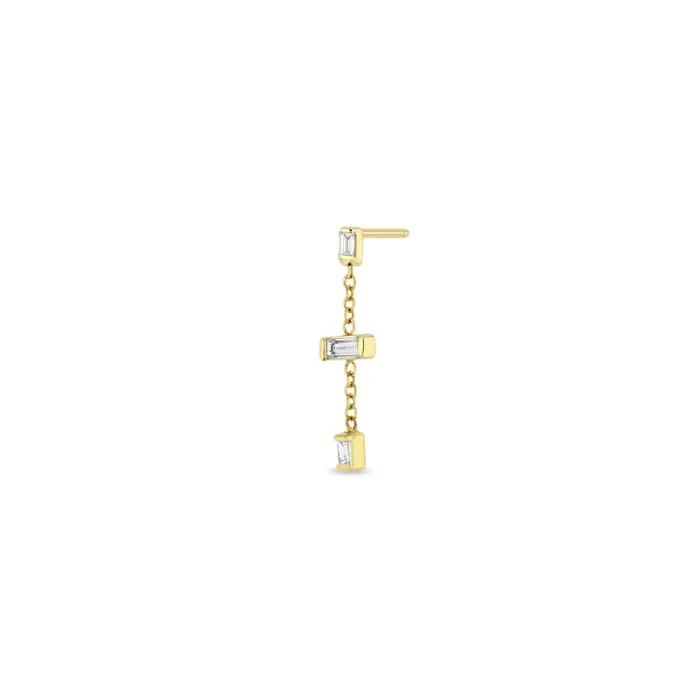 14k Linked Baguette Diamond Chain Drop Earring – SALE