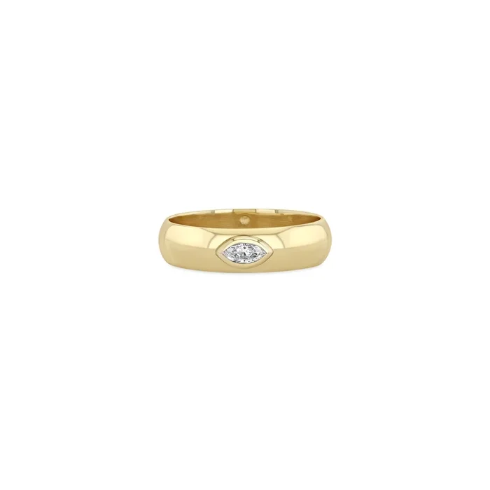 14k Marquise Diamond Half Round Ring