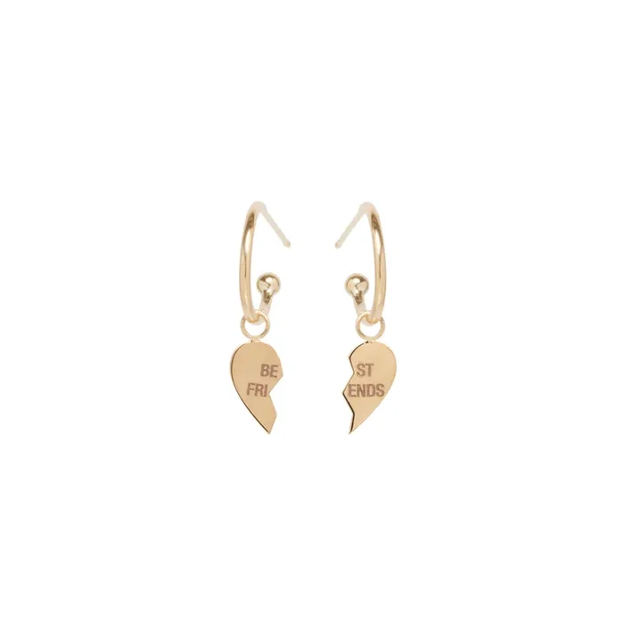 14k midi bitty BFF charm huggie hoops