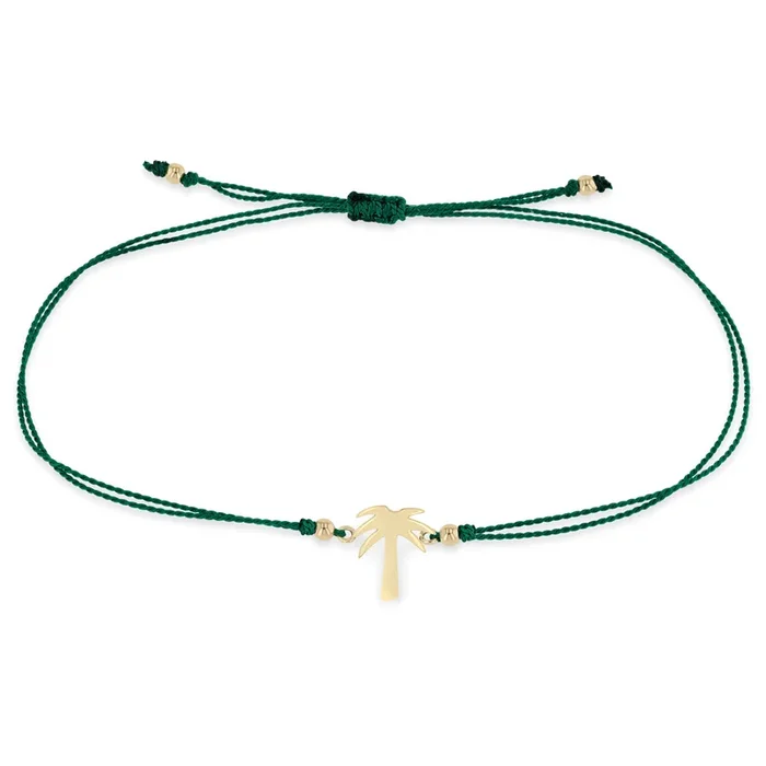 14k Midi Bitty Palm Tree Cord Bracelet