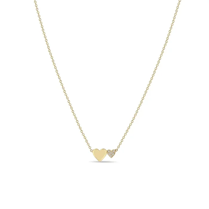14k Mixed Midi & Itty Bitty Pavé Diamond Heart Necklace