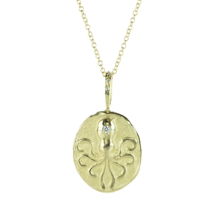 14k Octopus Artifact Pendant Necklace