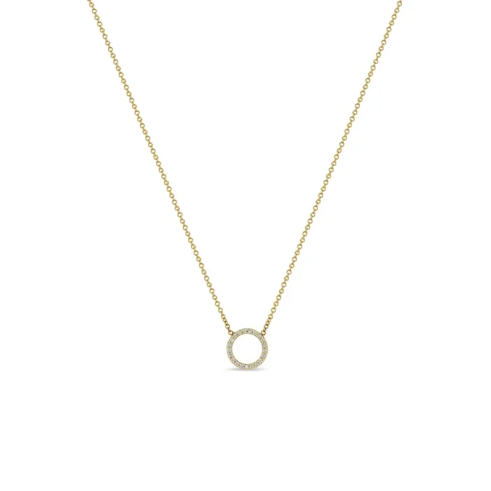 14k Pavé Diamond Circle Necklace