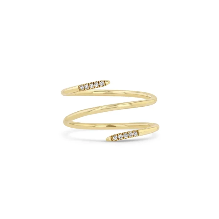14k Pavé Diamond Double Wrap Ring