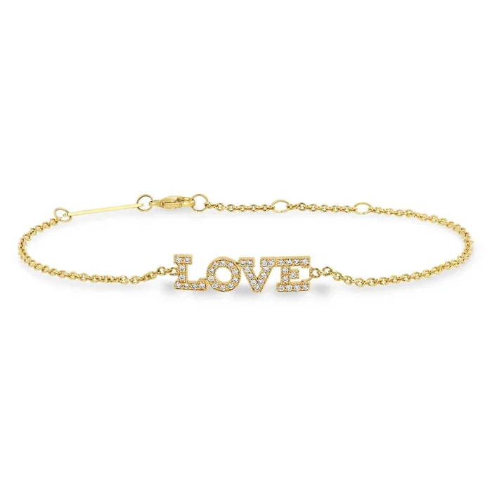 14k Pavé Diamond Letter Bracelet