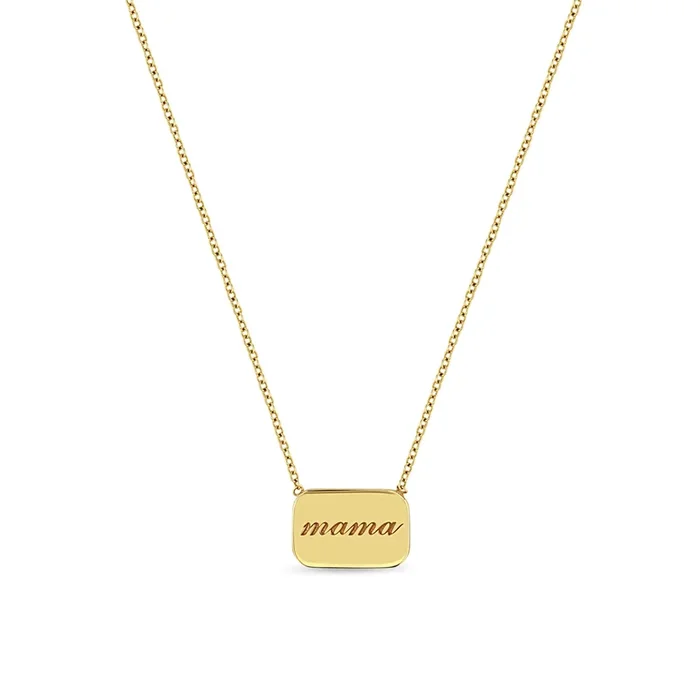 14k Personalized Rounded Rectangle Nameplate Necklace