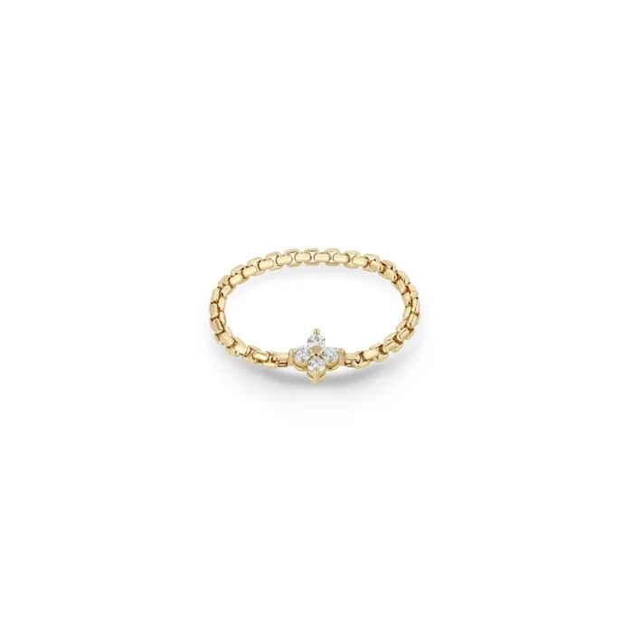 14k Prong Diamond Quad Box Chain Ring
